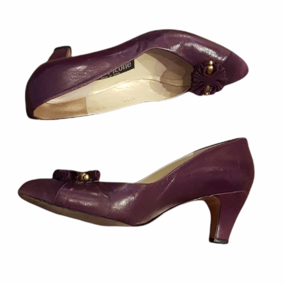 Evan Picone Vintage Amethyst Leather & Suede Pumps